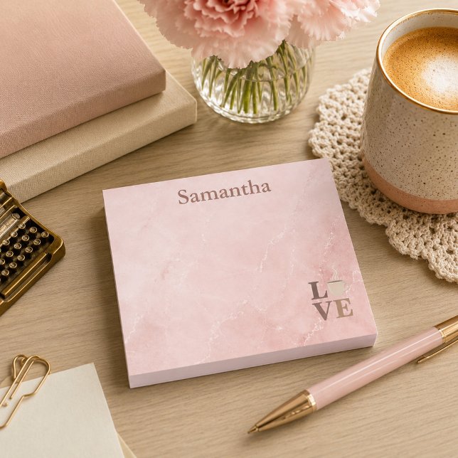 Dusty Rose Marble Coffee Love   Post-it Notes (Creator Uploaded)