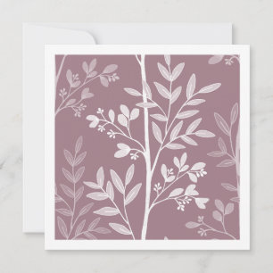 Dusty Rose Mauve Fine Floral Silhouette Art Card
