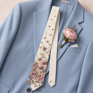 Dusty Rose & Mauve Floral Romantic Spring Wedding Tie