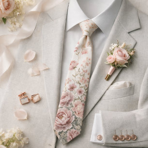 Dusty Rose & Mauve Floral Romantic Spring Wedding Tie