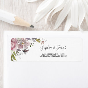Dusty Rose Mauve Floral Wedding Return Address