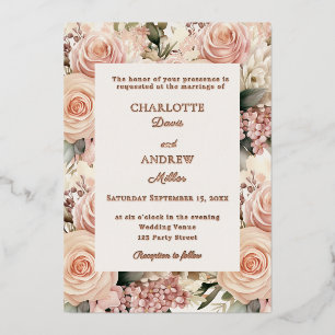 Dusty rose mauve ivory florals luxury wedding rose