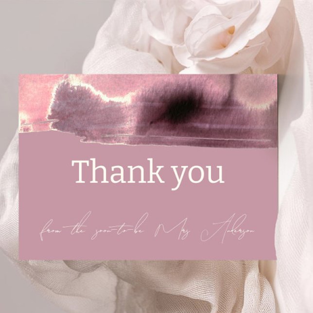 Dusty Rose Mauve Modern Minimalist  Thank You Card (Creator Uploaded)