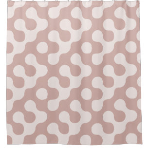 Dusty Rose Mid Century Graphic Geometric Dots Shower Curtain