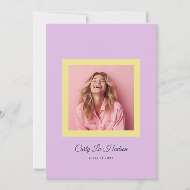 Dusty Rose Minimal High School Photo Grad Frame Announcement (Front)