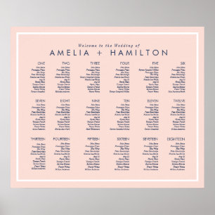 Dusty Rose & Minimal Landscape Wedding Seating Poster