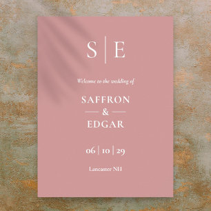 Dusty Rose Minimal Monogram Wedding Welcome Sign