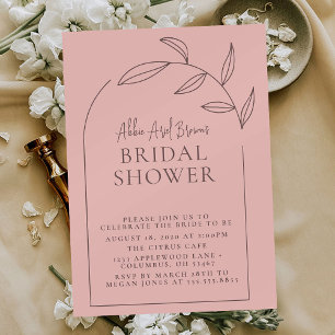 Dusty Rose Minimal Script Text Bridal Shower Invitation