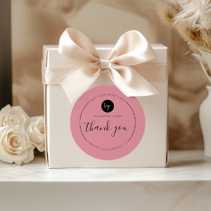 Dusty Rose Minimalist Aesthetic Thank You Circle Classic Round Sticker