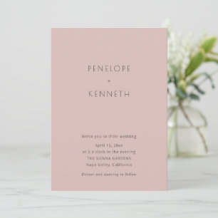 Dusty Rose Minimalist Blush Pink Elegant Wedding Invitation