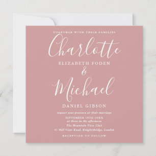 Dusty Rose Minimalist Elegant Script Wedding Invitation