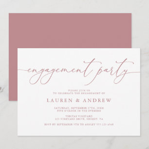 Dusty Rose Minimalist Engagement Party Invitation