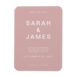 Dusty Rose Minimalist Modern Wedding Save the Date Magnet