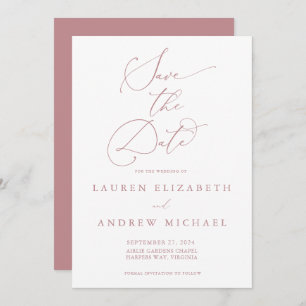 Dusty Rose Minimalist Save the Date Invitation