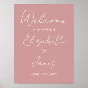 Dusty Rose Minimalist Script Wedding Welcome Sign