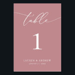 Dusty Rose Minimalist Wedding | Event Custom Table Number<br><div class="desc">(**PLEASE NOTE: To order,  simply adjust your table number (and name/date) and add each number to your cart separately. Then check out once you are finished.) Beautiful,  elegant,  modern and minimalist,  table number card. Fully customisable with your names (or Event Name) and Date.</div>