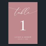 Dusty Rose Minimalist Wedding | Event Custom Table Number<br><div class="desc">(**PLEASE NOTE: To order,  simply adjust your table number (and name/date) and add each number to your cart separately. Then check out once you are finished.) Beautiful,  elegant,  modern and minimalist,  table number card. Fully customisable with your names (or Event Name) and Date.</div>