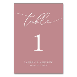 Dusty Rose Minimalist Wedding   Event Custom Table Number