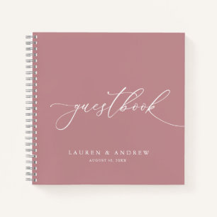 Dusty Rose Minimalist Wedding Guestbook Notebook