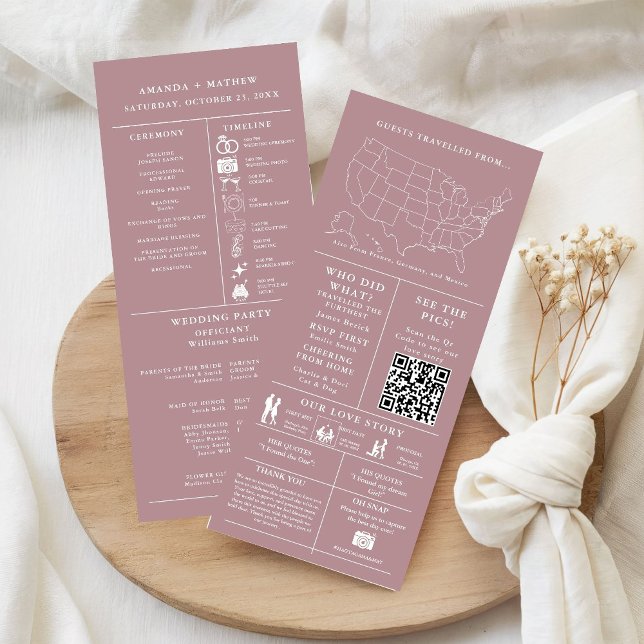 Dusty rose Minimalist Wedding Infographic Program (Creator Uploaded)