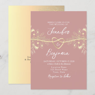 Dusty Rose Minimalist Wedding Invitation