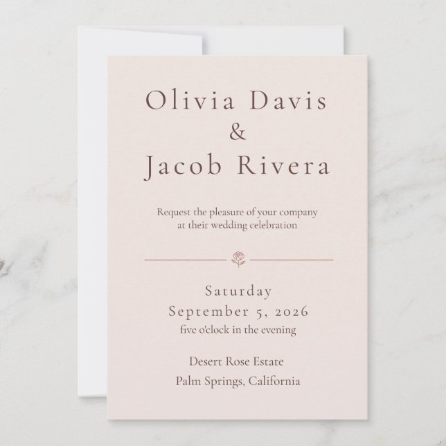 Dusty Rose Minimalist Wedding Invitation (Front)