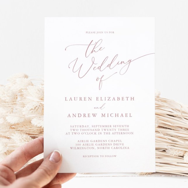 Dusty Rose Minimalist Wedding Invitation (Creator Uploaded)