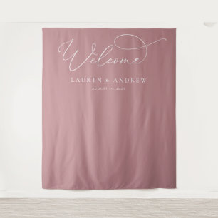 Dusty Rose Minimalist Wedding Photo Booth Backdrop Tapestry
