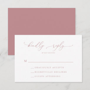 Dusty Rose Minimalist Wedding RSVP Card