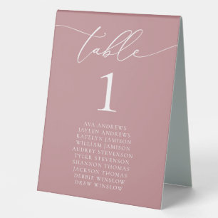 Dusty Rose Minimalist Wedding Table Number 