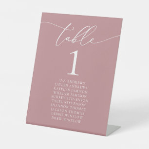 Dusty Rose Minimalist Wedding Table Number Pedestal Sign
