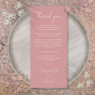 Dusty Rose Minimalist Wedding Thank You Place Card