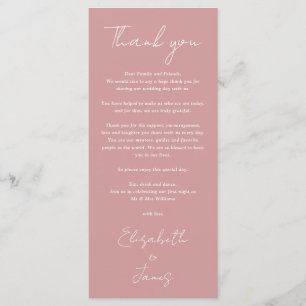 Dusty Rose Minimalist Wedding Thank You Place Card