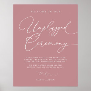 Dusty Rose Minimalist Wedding Unplugged Ceremony Poster