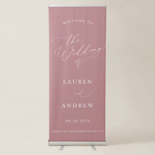Dusty Rose Minimalist Welcome to Our Wedding Retra Retractable Banner