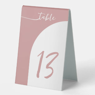 Dusty Rose Modern Arch Table Number Tent