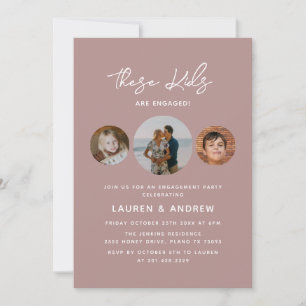Dusty Rose Modern Calligraphy Engagement Party Invitation