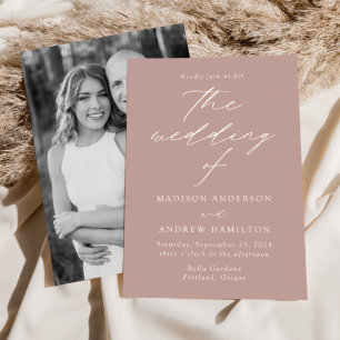 Dusty Rose Modern Elegance Photo Wedding Invitation