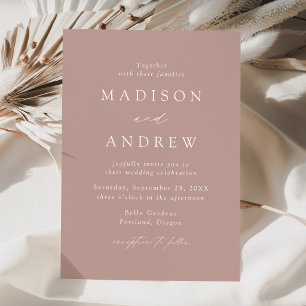 Dusty Rose Modern Elegance Wedding Invitation