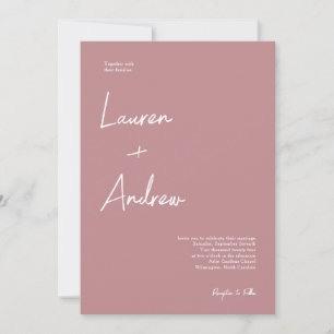Dusty Rose Modern Elegant Script Wedding Invitation