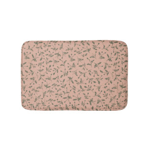 Dusty Rose Modern Farmhouse Daisy Buds Pattern Bath Mat