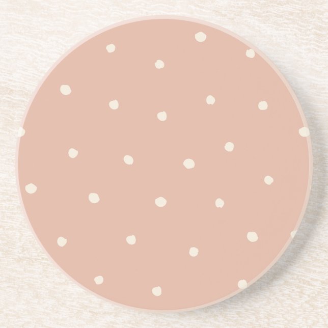 Dusty Rose Modern Farmhouse Polka Dot Pattern Coaster (Front)