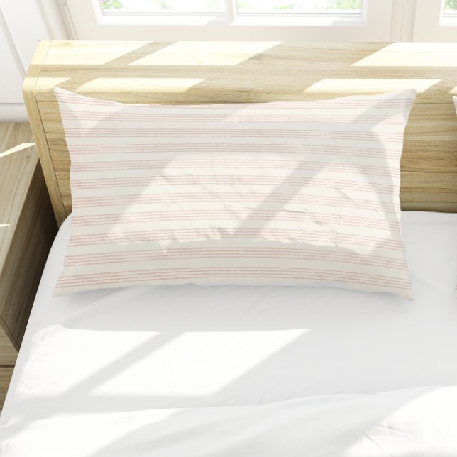 Dusty Rose Modern Minimalist Stripe Boho  Pillowcase (Dusty Rose Modern Minimalist Stripe Boho Pillow Case)