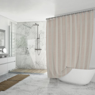 Dusty Rose Modern Minimalist Stripe Boho Shower Curtain