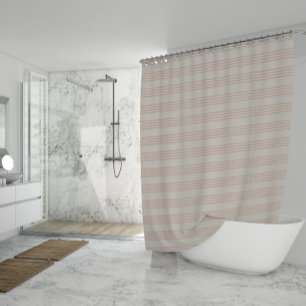Dusty Rose Modern Minimalist Stripe Boho Shower Curtain