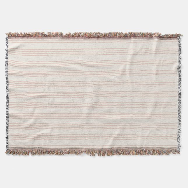 Dusty Rose Modern Minimalist Stripe Boho  Throw Blanket (Front)