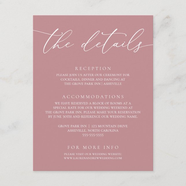 Dusty Rose Modern Minimalist Wedding Enclosure Car (Front)