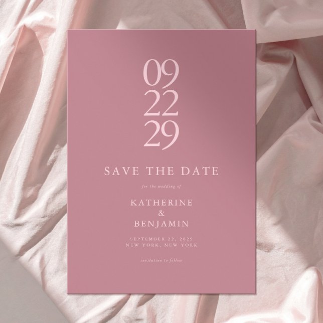 Dusty Rose Modern Minimalist Wedding Save The Date (Creator Uploaded)