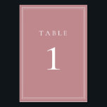 Dusty Rose Modern Minimalist Wedding Table Number<br><div class="desc">Dusty rose modern,  minimalist wedding table number. Fully customisable! **PLEASE NOTE: To order,  simply adjust your table number and add each number to your cart separately. Then check out once you are finished.</div>