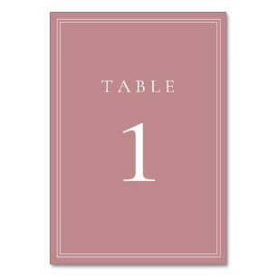 Dusty Rose Modern Minimalist Wedding Table Number